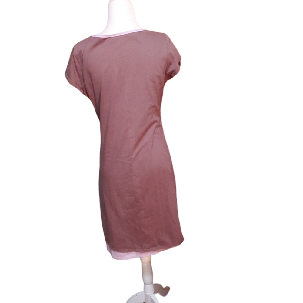 Athleta Active Dress M Midi Gray Brown Purple Short Sleeve - Picture 4 of 4